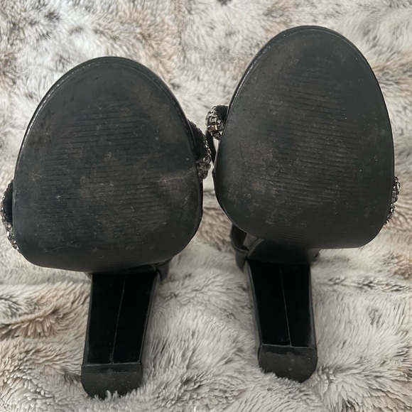 FEMI Black Gunmetal grey rhinestone scrappy heels - Picture 6 of 6